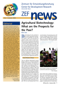 news ZEF Agricultural Biotechnology: What are the Prospects for
