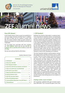 alumni news ZEF Dear ZEF alumni, 1. ZEF Ranked!