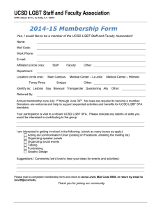 UCSD LGBT Staff and Faculty Association 2014-15 Membership Form