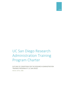 UC San Diego Research Administration Training Program Charter