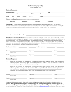 Academic Integrity Policy Basic Information: Nature of Allegation: Faculty Resolution Form