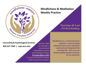 Mindfulness &amp; Meditation Weekly Practice Thursdays @ 4 pm 224 Bird Building