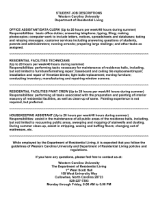 STUDENT JOB DESCRIPTIONS Western Carolina University Department of Residential Living