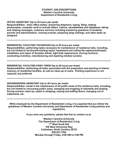 STUDENT JOB DESCRIPTIONS Western Carolina University Department of Residential Living