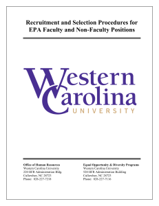 Recruitment and Selection Procedures for EPA Faculty and Non-Faculty Positions