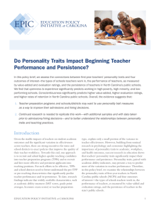 Do Personality Traits Impact Beginning Teacher Performance and Persistence?