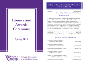 College of  Education and Allied Professions Honors and Awards