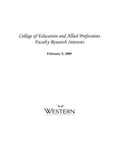 College of Education and Allied Professions Faculty Research Interests February 5, 2009
