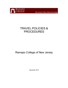 TRAVEL POLICIES &amp; PROCEDURES Ramapo College of New Jersey December 2013