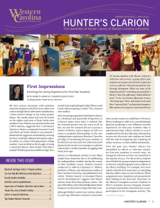 HUNTER’S CLARION The newsletter of Hunter Library at Western Carolina University