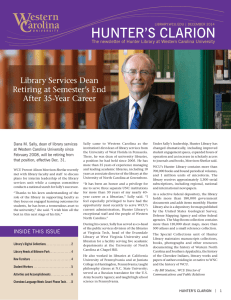 HUNTER’S CLARION The newsletter of Hunter Library at Western Carolina University