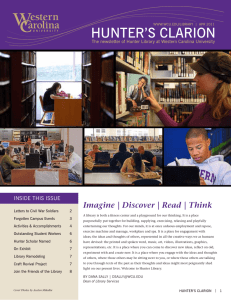 Hunter’s Clarion Imagine | Discover | Read | Think INSIDE THIS ISSUE