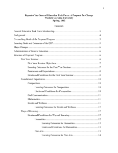 Report of the General Education Task Force: A Proposal for... Western Carolina University Spring, 2012