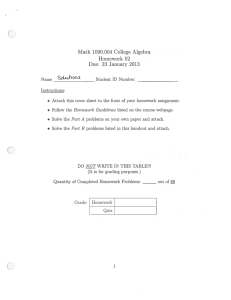 Math 1090.004 College Algebra Homework 02 Due: January