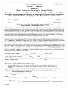 HONORS CONTRACT Spring 2016 WCU