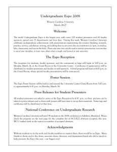 Undergraduate Expo 2008 Welcome Western Carolina University March 24-27