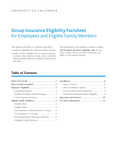 Group Insurance Eligibility Factsheet for Employees and Eligible Family Members