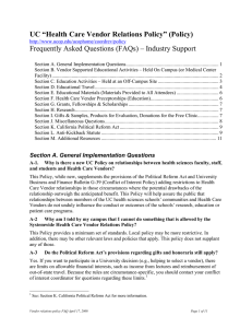 UC “Health Care Vendor Relations Policy” (Policy)