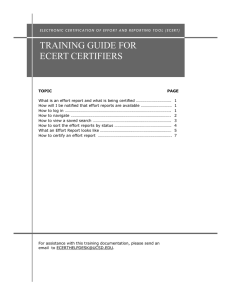 TRAINING GUIDE FOR ECERT CERTIFIERS