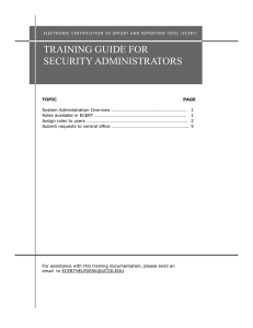 TRAINING GUIDE FOR SECURITY ADMINISTRATORS