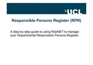 Responsible Persons Register (RPR) your Departmental Responsible Persons Register.