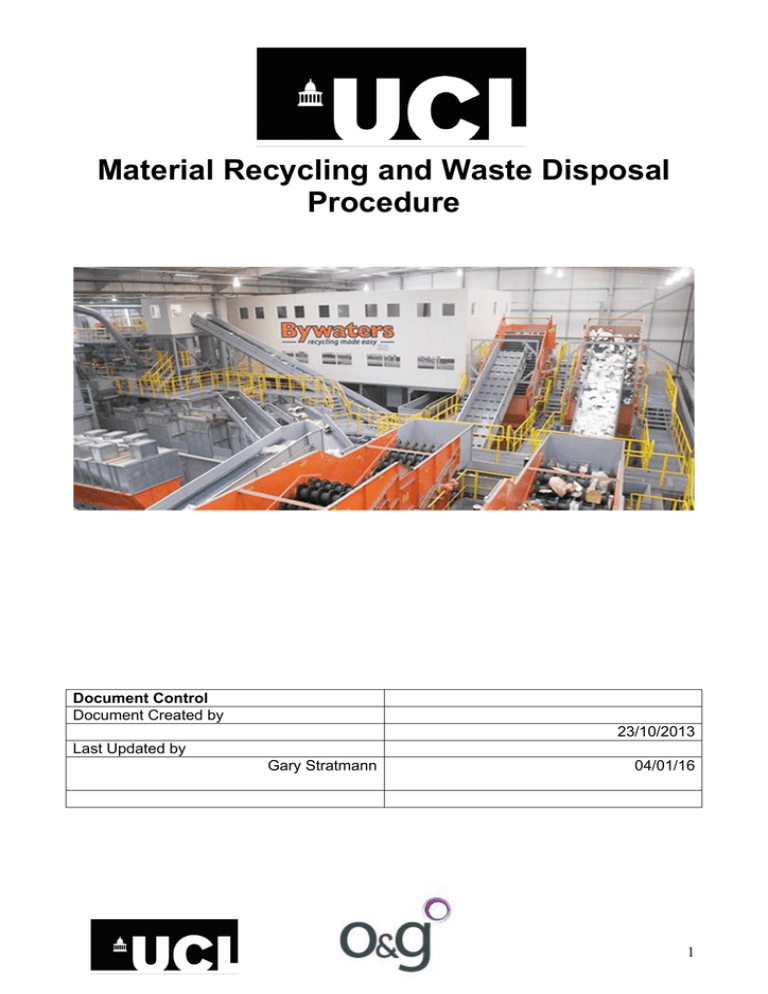 Material Recycling And Waste Disposal Procedure Document Created By