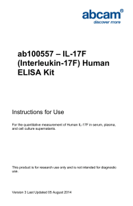 ab100557 – IL-17F (Interleukin-17F) Human ELISA Kit Instructions for Use