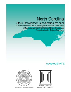 North Carolina State Residence Classification Manual