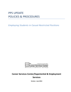 POLICIES &amp; PROCEDURES Career Services Center/Experiential &amp; Employment Services