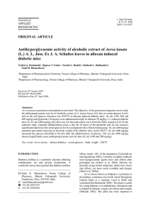 Aerva lanata diabetic mice ORIGINAL ARTICLE