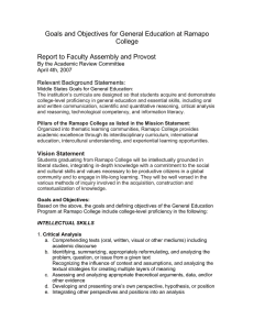 Goals and Objectives for General Education at Ramapo  College  Report to Faculty Assembly and Provost  Relevant Background Statements: 