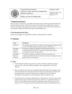 Policy on Use of Adjuvants UCSD INSTITUTIONAL POLICY #3.03