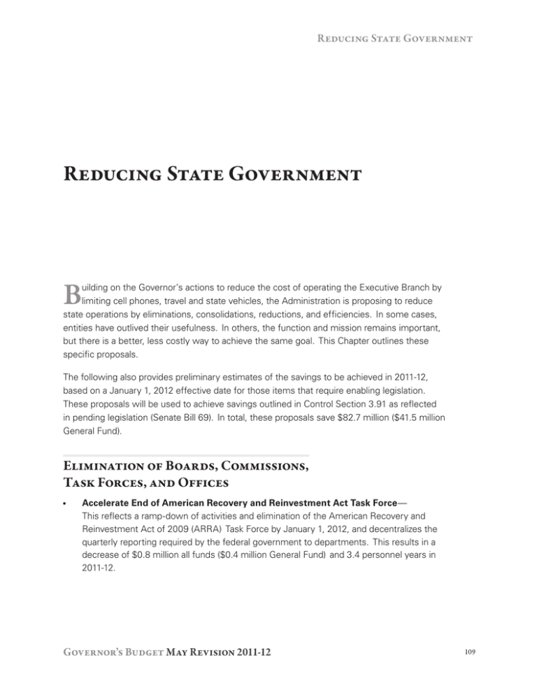 B Reducing State Government