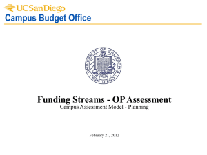 Funding Streams - OP Assessment  Campus Assessment Model - Planning