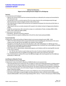 FUNDING STREAMS INITIATIVE  SUMMARY REPORT Indirect Cost Recovery