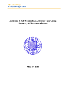 Auxiliary &amp; Self-Supporting Activities Task Group Summary &amp; Recommendations May 27, 2010