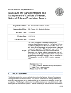 Disclosure of Financial Interests and Management of Conflicts of Interest,