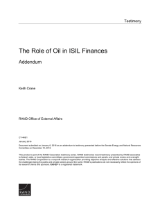 The Role of Oil in ISIL Finances Addendum Testimony Keith Crane