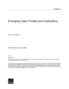Emerging Cyber Threats and Implications Testimony Isaac R. Porche III
