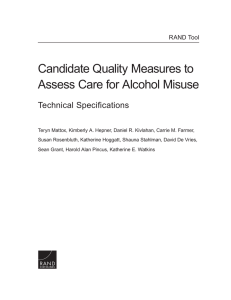 Candidate Quality Measures to Assess Care for Alcohol Misuse Technical Specifications RAND Tool