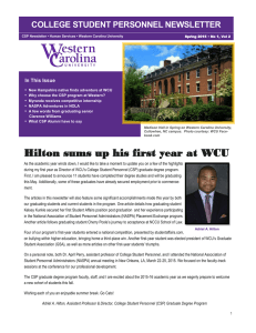 COLLEGE STUDENT PERSONNEL NEWSLETTER In This Issue •