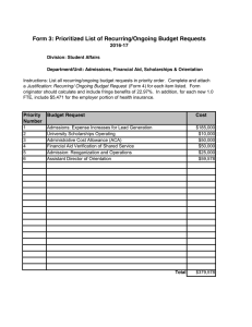 Form 3: Prioritized List of Recurring/Ongoing Budget Requests 2016-17