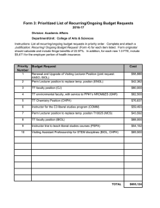 Form 3: Prioritized List of Recurring/Ongoing Budget Requests 2016-17