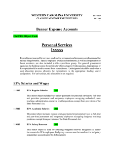 Personal Services 1xxxxx  Banner Expense Accounts