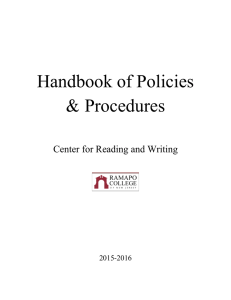 Handbook of Policies &amp; Procedures Center for Reading and Writing