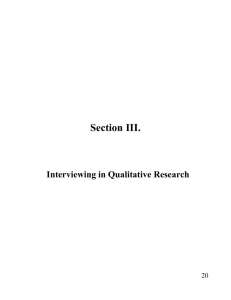Section III. Interviewing in Qualitative Research 20
