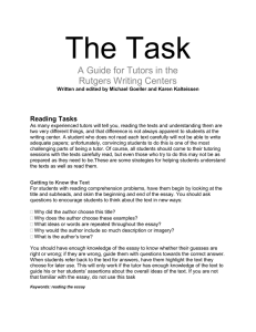 The Task A Guide for Tutors in the Rutgers Writing Centers