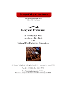 Hot Work Policy and Procedures . Ramapo College of New Jersey