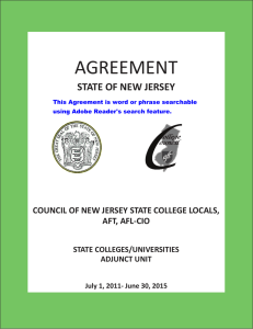 AGREEMENT STATE OF NEW JERSEY COUNCIL OF NEW JERSEY STATE COLLEGE LOCALS,