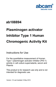 ab108894 Plasminogen activator Inhibitor Type 1 Human Chromogenic Activity Kit